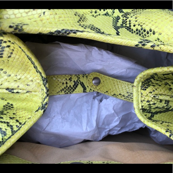 Cole Haan neon green/grey snake print tote. - Picture 5 of 13